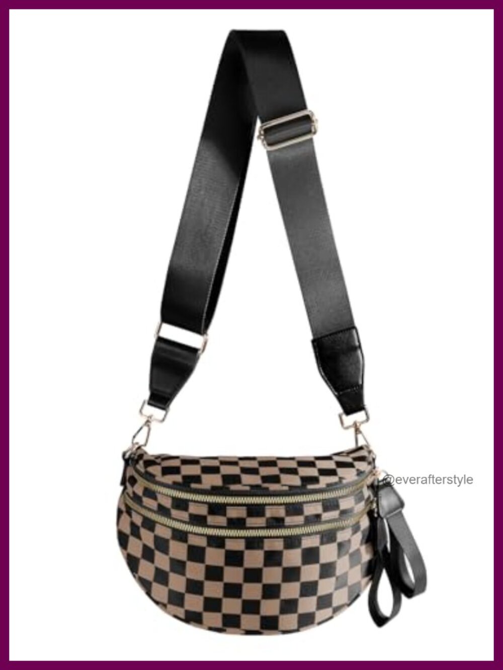 Checkered Crossbody Bag Fanny Pack Belt Bag for Women Adjustable Strap